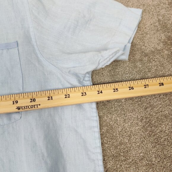 Tenth + Ocean Men's Button Down Blue Shirt Size XL 100% Linen Beach Resort - Picture 6 of 9